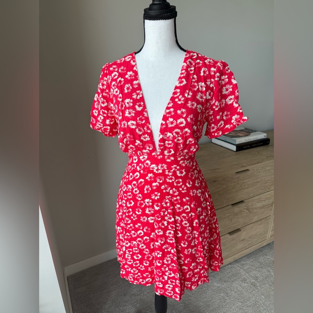 Lulu's Red Floral Mini Dress - Never Worn!